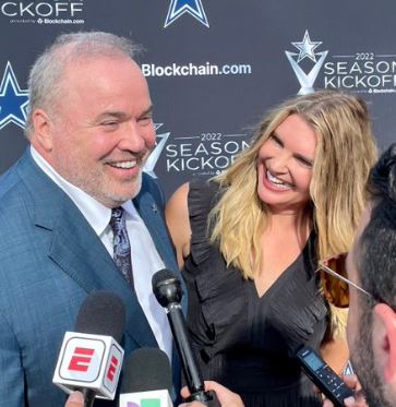 Jessica Kress with her husband Mike McCarthy during the Cowboys Season kickoff event at The Star